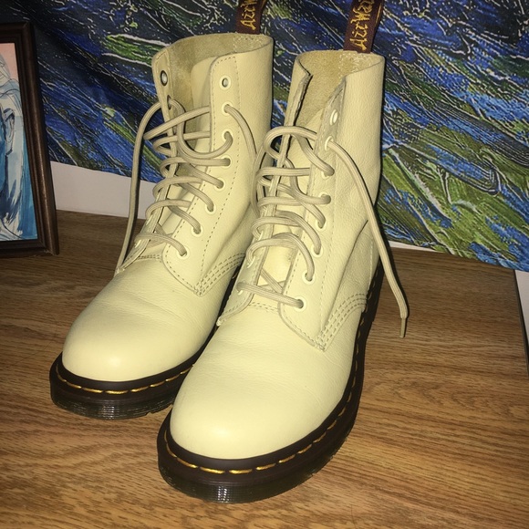 Dr. Martens Shoes - Pastel yellow soft leather Dr. Marten’s boots